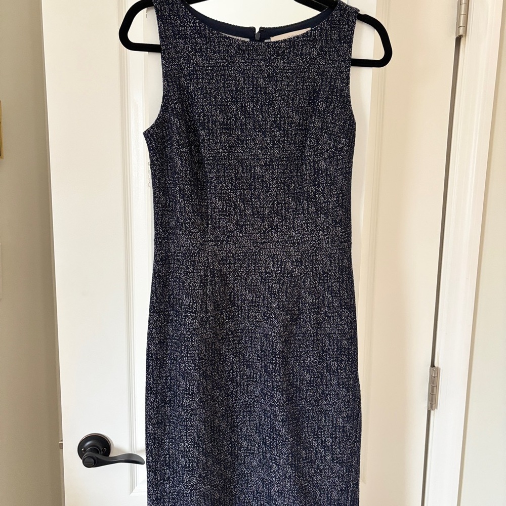 LOFT Navy Textured Midi Dress